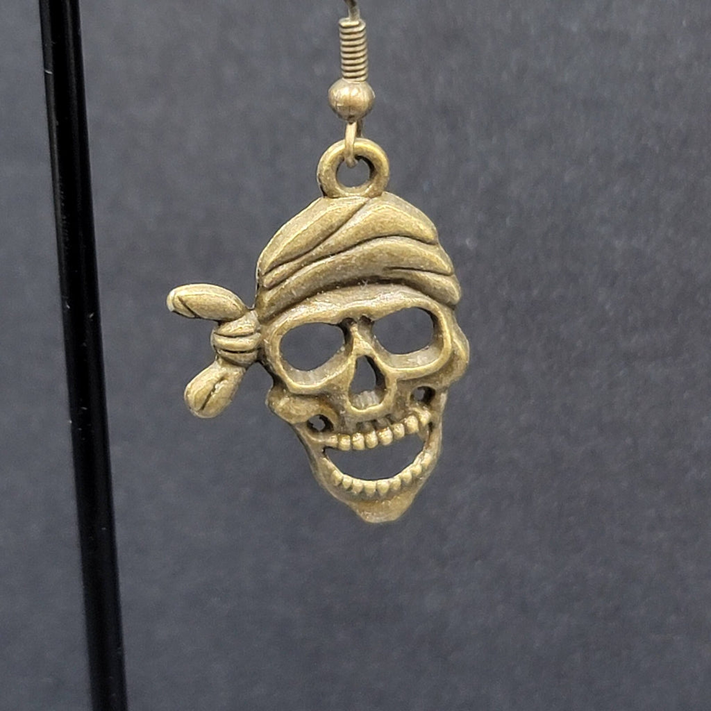New Pirate Pierced Earrings Bronze tone Dangle 1 1/8"