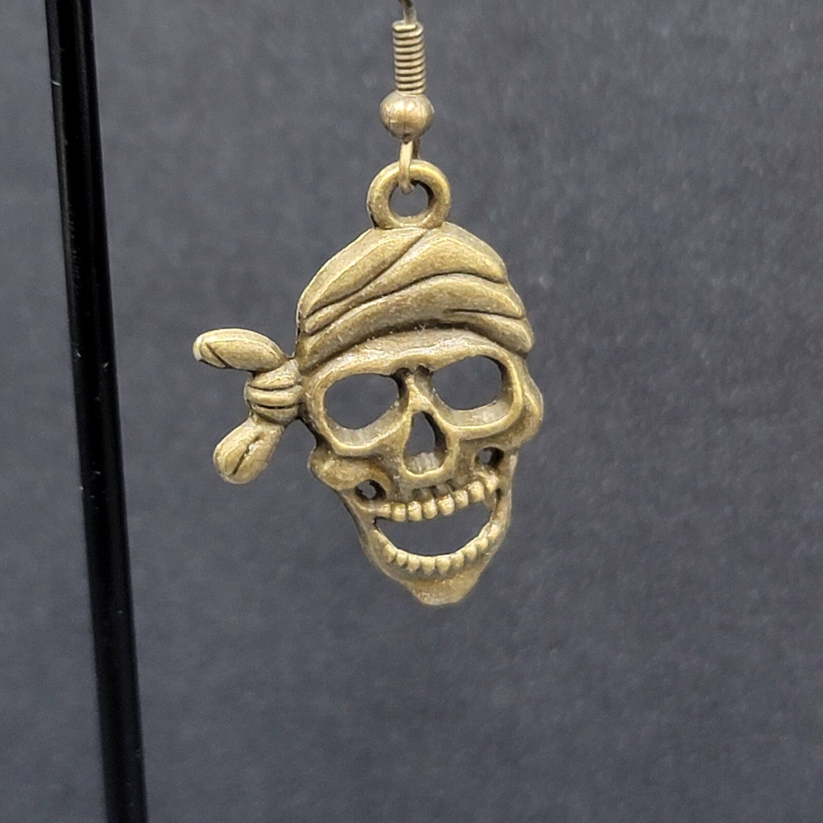 New Pirate Pierced Earrings Bronze tone Dangle 1 1/8"