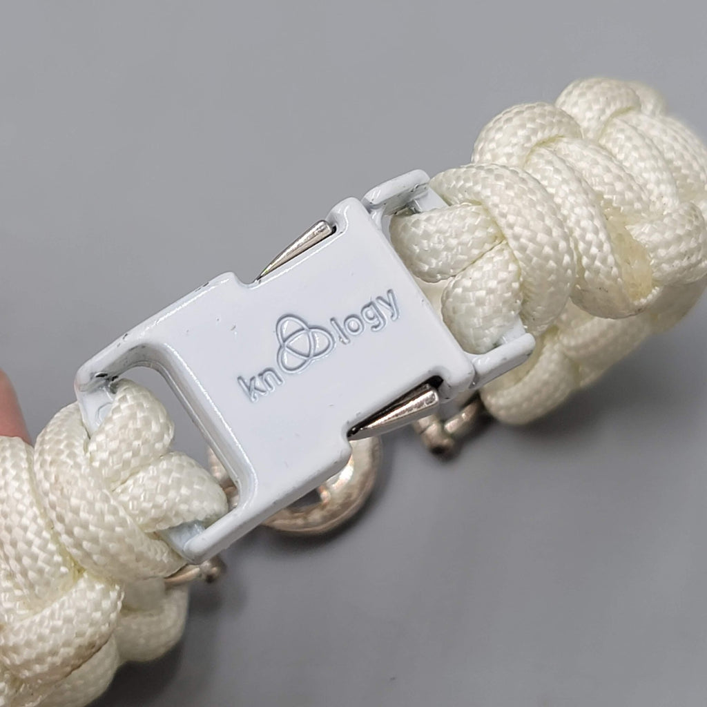 Knotology Paracord Bracelet White Braided Horse Charm Equestrian 7 in