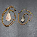 Vintage Stone Pendant Necklaces Lot of 2 Gold tone Chains 24 in