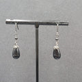 Pierced Earrings Black Metal Capped Teardrop Bead 3/4"