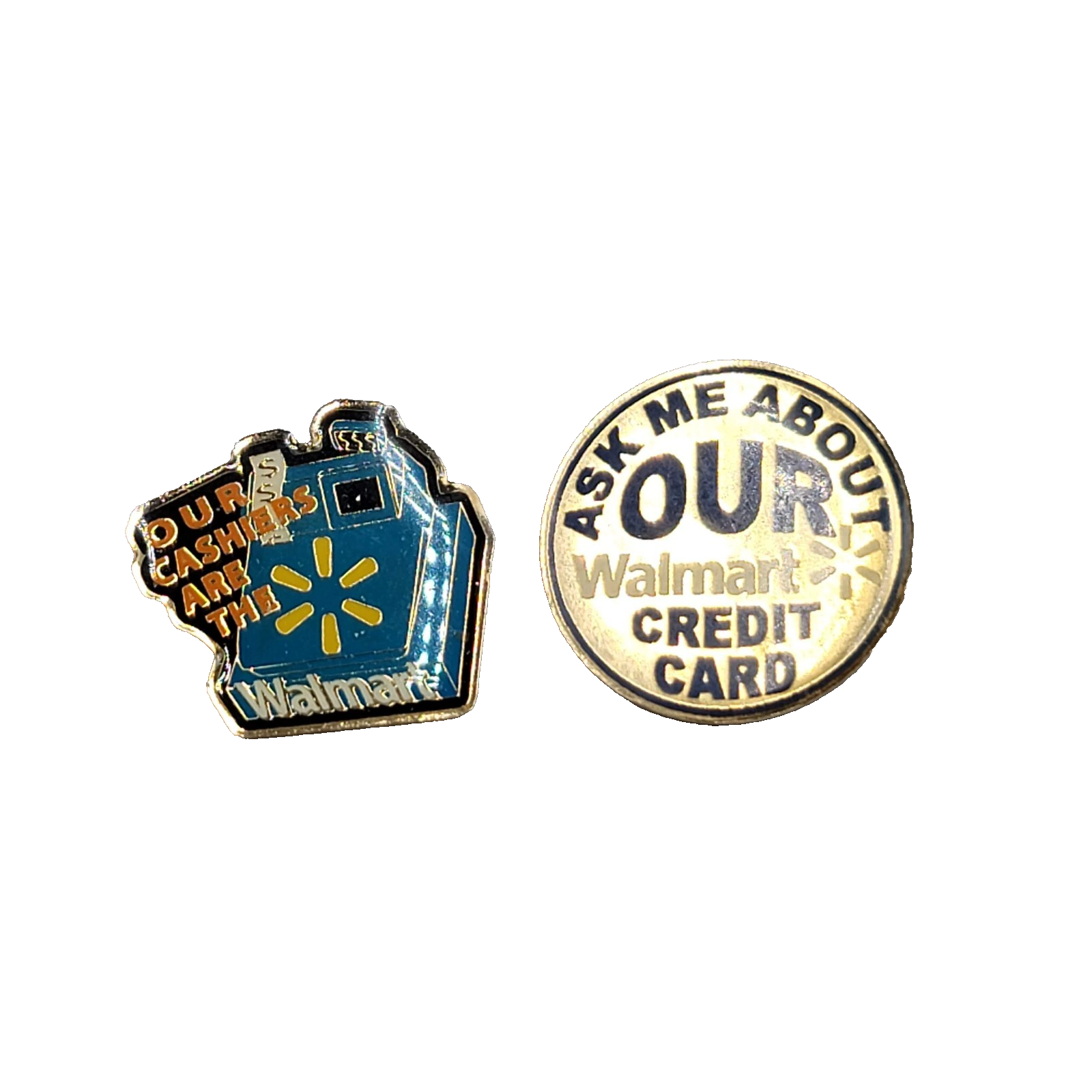 Vintage Walmart Employee Pins Cashiers Credit Card Lot of 2