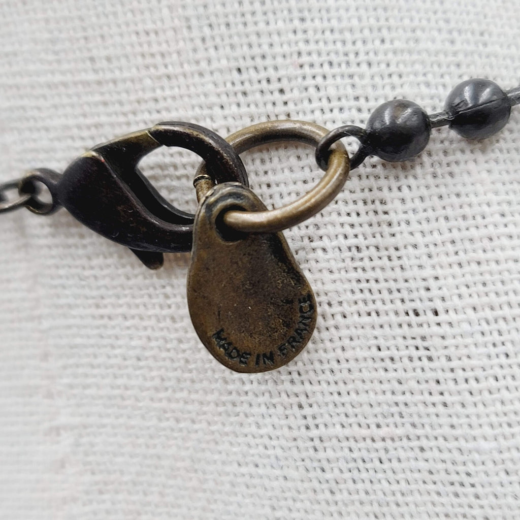 Orner Necklace Made in France Ball Chain Weaved Pendant Artisan Boho 17"