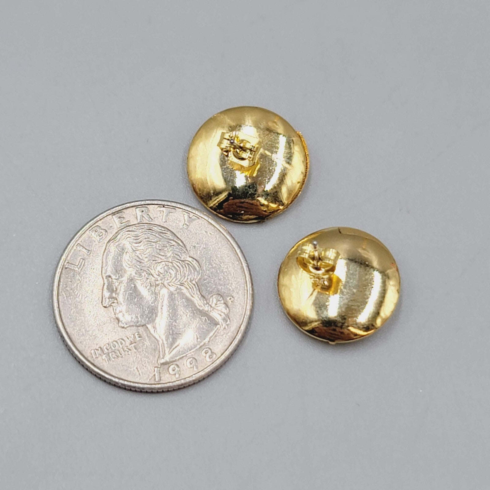 Vintage Pierced Earrings Gold Plated Textured Polished Studs 5/8"