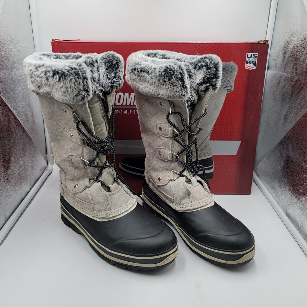 Khombu Emily Suede Leather Faux Fur Winter Snow Boot Sz 7 Grey