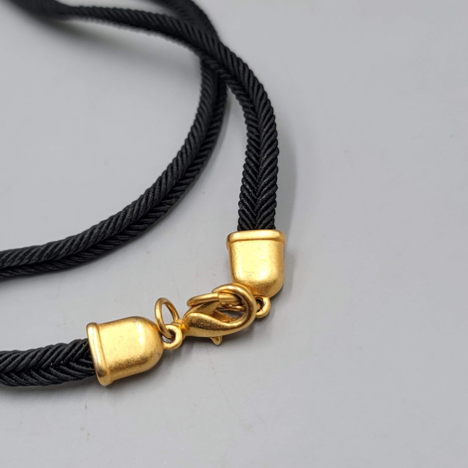 Matte Gold Plated Pendant Necklace Black Cord 24"