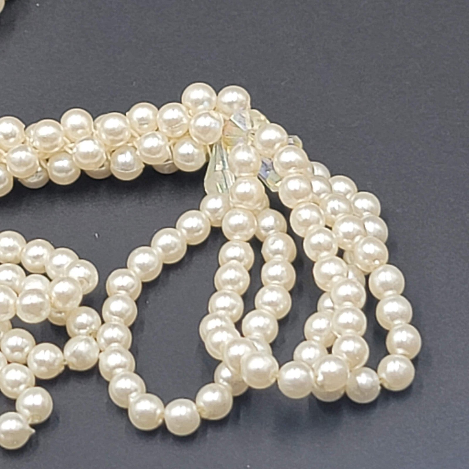 Vintage Large White Bead Lariat Necklace 70" STATEMENT!