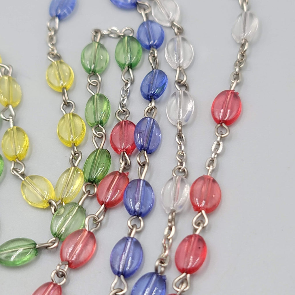 Catholic Rosary Crucifix Multicolor Translucent Plastic Beads Silvertone