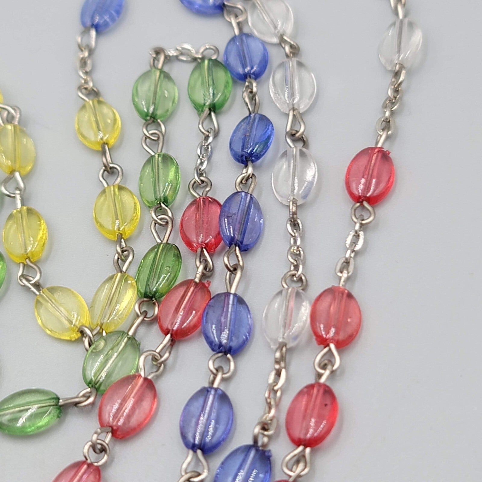 Catholic Rosary Crucifix Multicolor Translucent Plastic Beads Silvertone