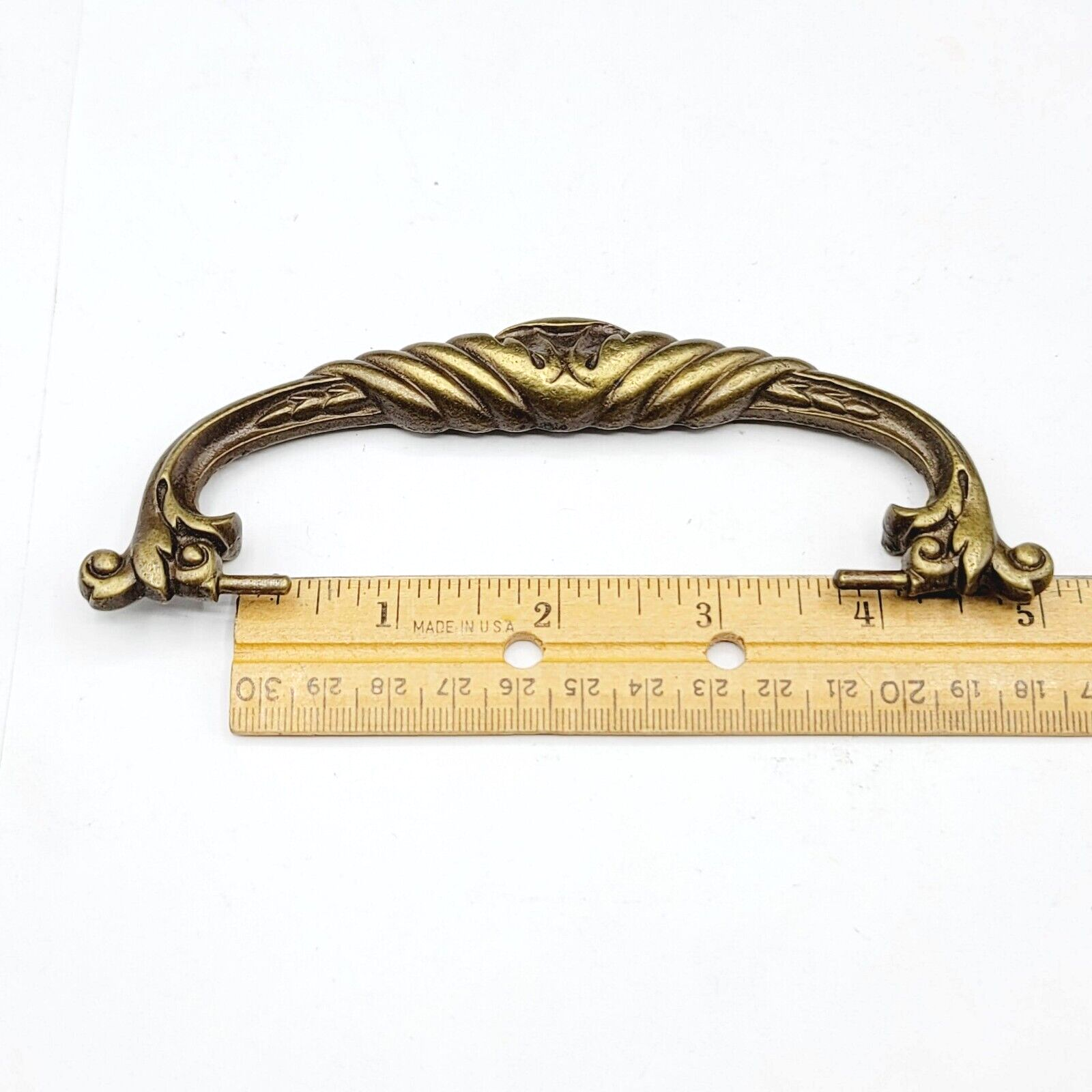 Vintage Large Ornate Brass Bail Pull for 4" Pull Handle Replacement