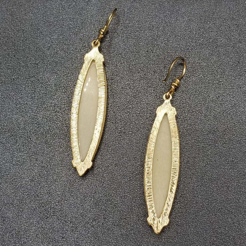 Pierced Earrings Gold tone Shimmer Acrylic Dangle 2.25"