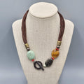 Silpada N1891 Sterling Silver Brown Cord Howlite Pyrite Tiger's Eye Necklace