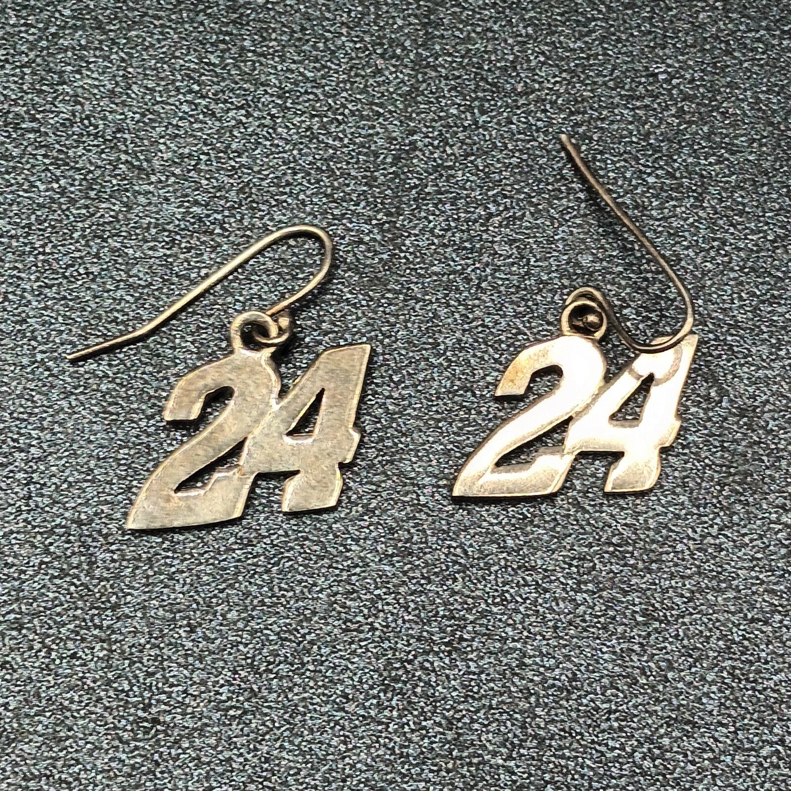 Vintage Pierced Earrings Sterling Silver 24 Jeff Gordon Nascar Dangle 1/2"