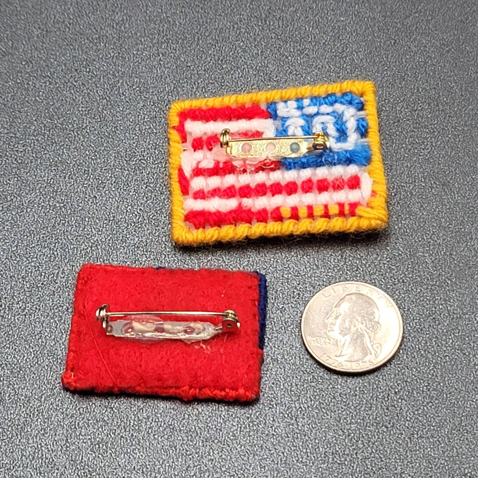 Vintage Handmade Americana Lapel Pins American Flag Lot of 2 Patriotic