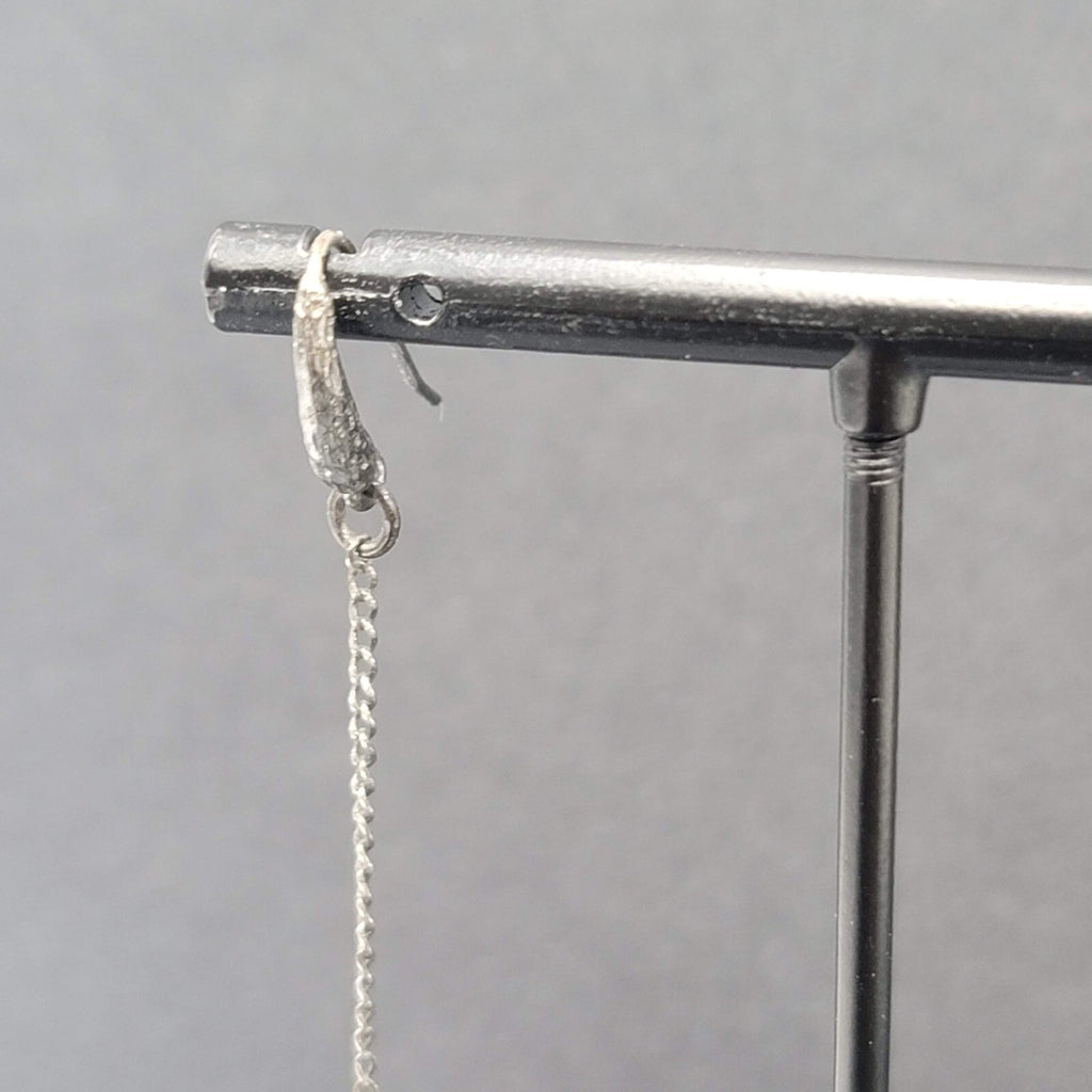 Pierced Earrings Gun Metal Black Glass Faceted Teardrop Bead Dangle Chain 2.5"