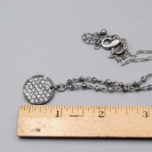 American Eagle Outfitters aeo Crystal Pendant Necklace Silver tone Chain 14"-16"
