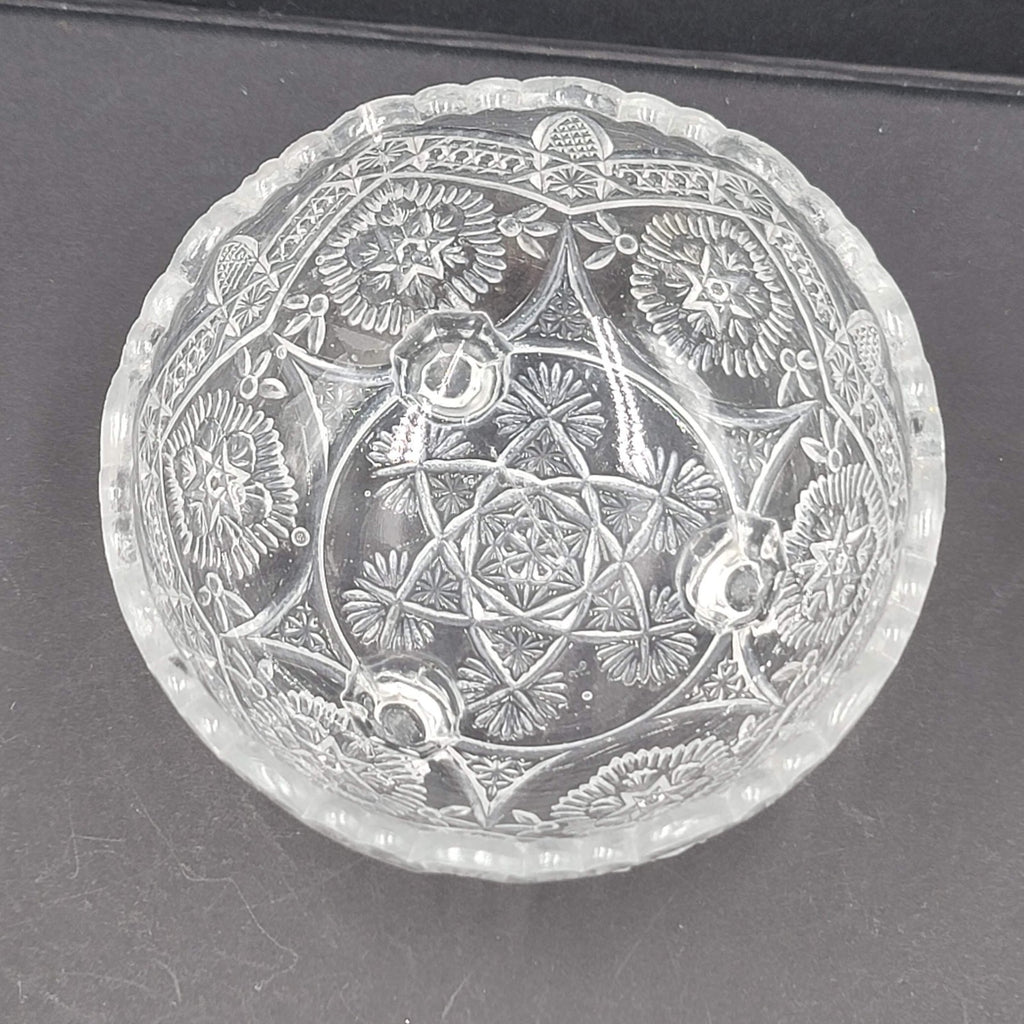 Vintage 3 Footed Bowl Pressed Glass 4" x 2.5"