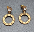 Pierced Earrings TAKE CHANCES FIND A PASSION Gold tone Dangle Hidden  1 1/8"