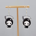 Halloween Death Grim Reaper Pierced Earrings Silver tone Dangle 1.5 in