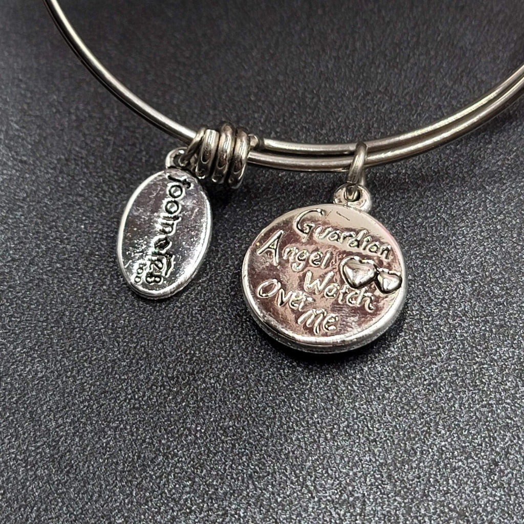 New Footnotes Guardian Angel Stainless Steel Bracelet w Charms Silver tone