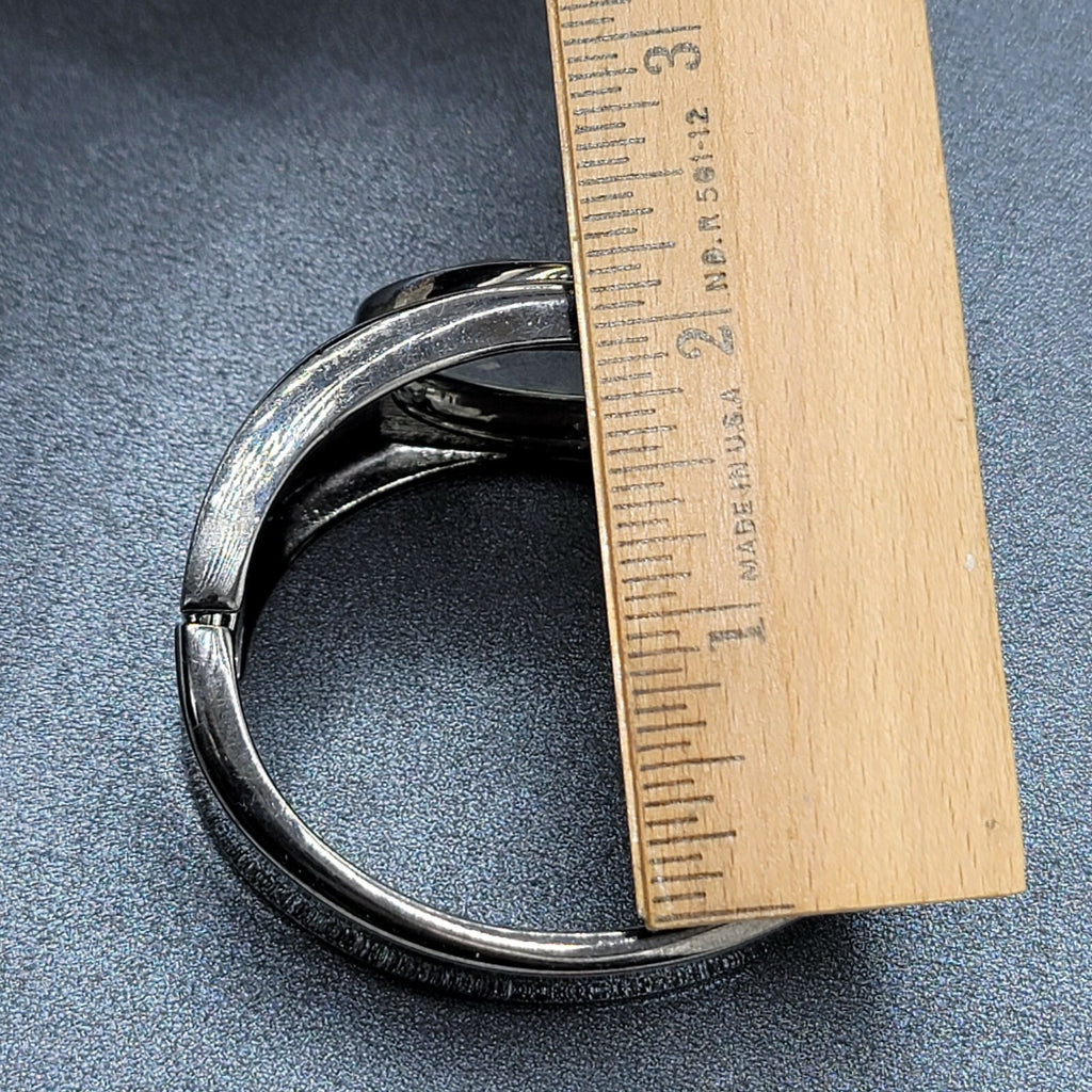 Black Metal Large Clear faceted Acrylic Statement Hinged Cuff Bracelet 