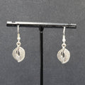 Pierced Earrings Silver tone Dangle Leaf Leaves 3/4"