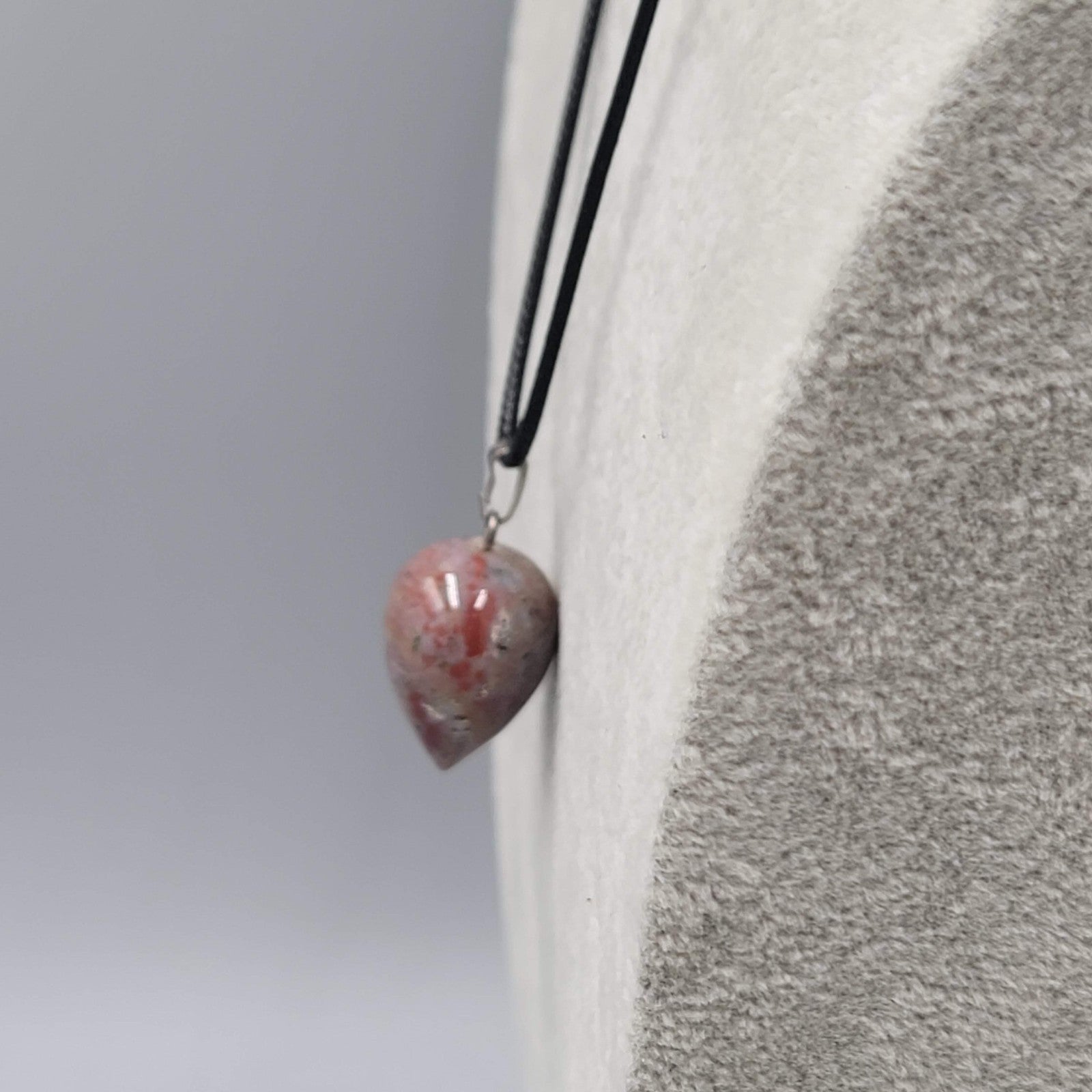 Scolecite Teardrop Pendant Necklace Black Cord 20"-22"