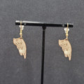 Kitty Cat Pierced Earrings Gray Tabby Kitten Dangle Gold tone 1"