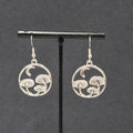 Mushroom Pierced Earrings New Silver tone Round Dangle 1"