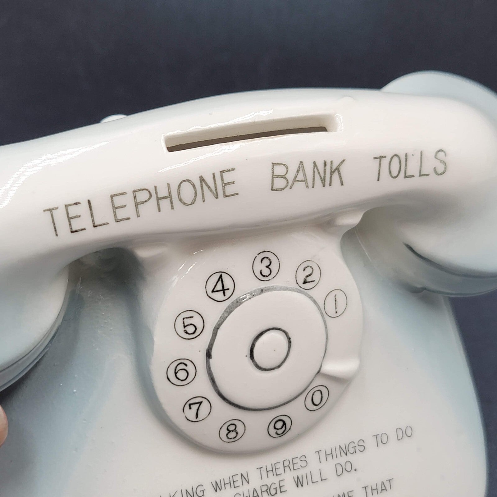 Vintage Ceramic Telephone Bank Tolls Rotary 7" x 5" No stopper