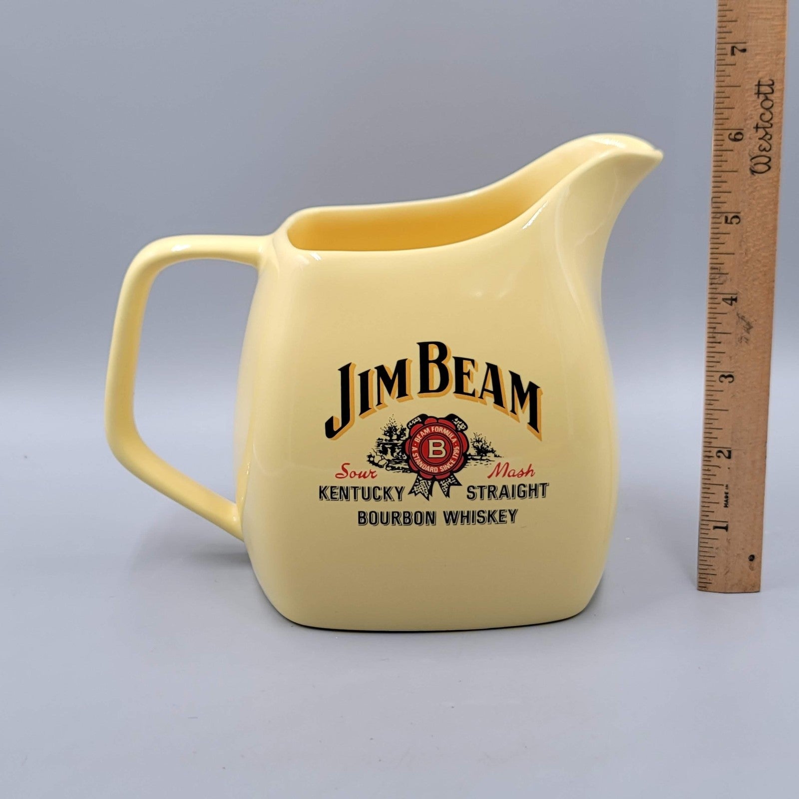 Vintage Jim Beam Wade England Ceramic Whiskey Water Jug Pitcher 1997 Yellow
