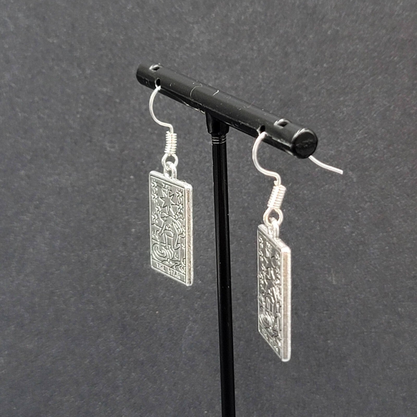The STAR Tarot Card Pierced Earrings Silver tone 1"