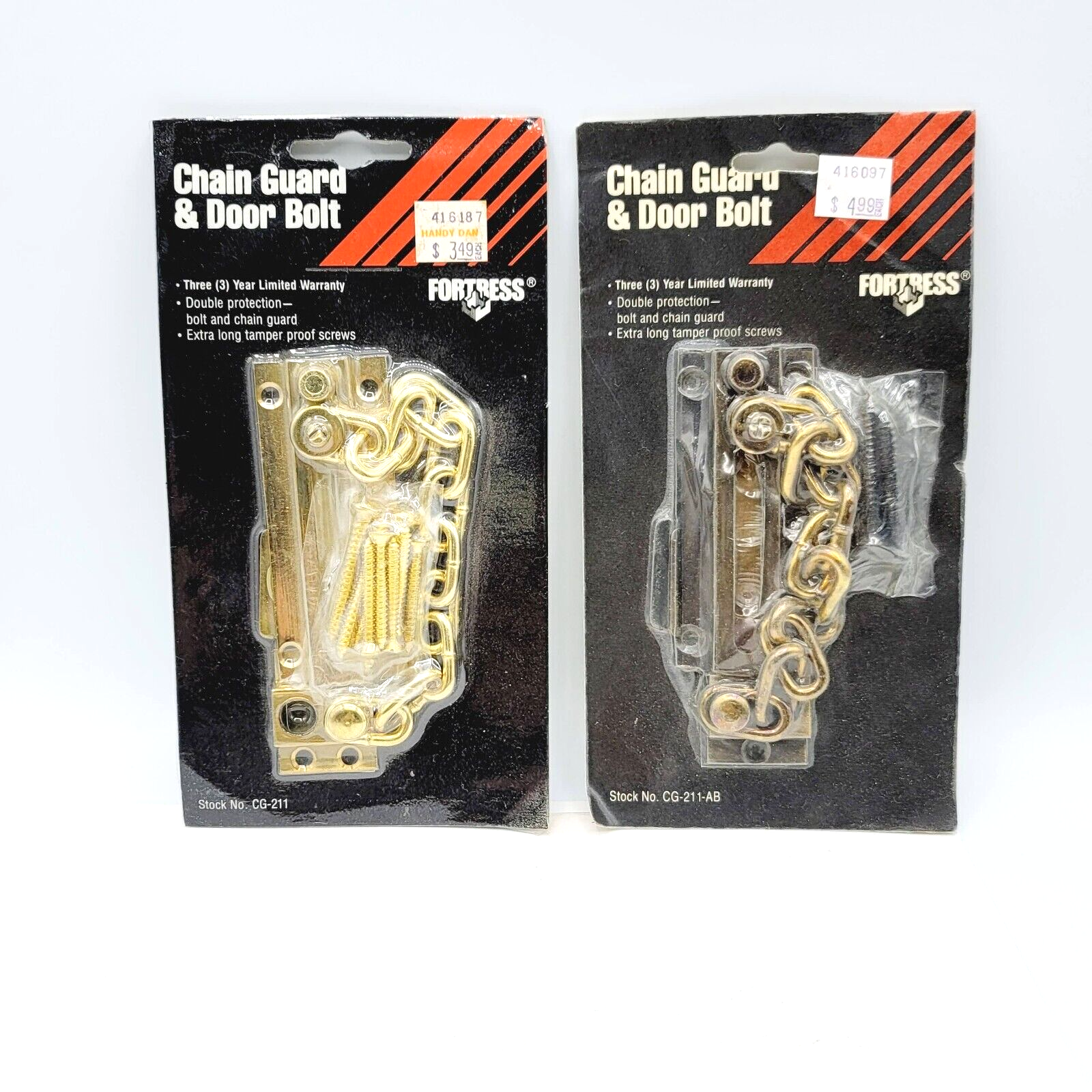 Vintage Fortress Chain Guard Door Bolt CG-211 NOS NIP Lot of 2