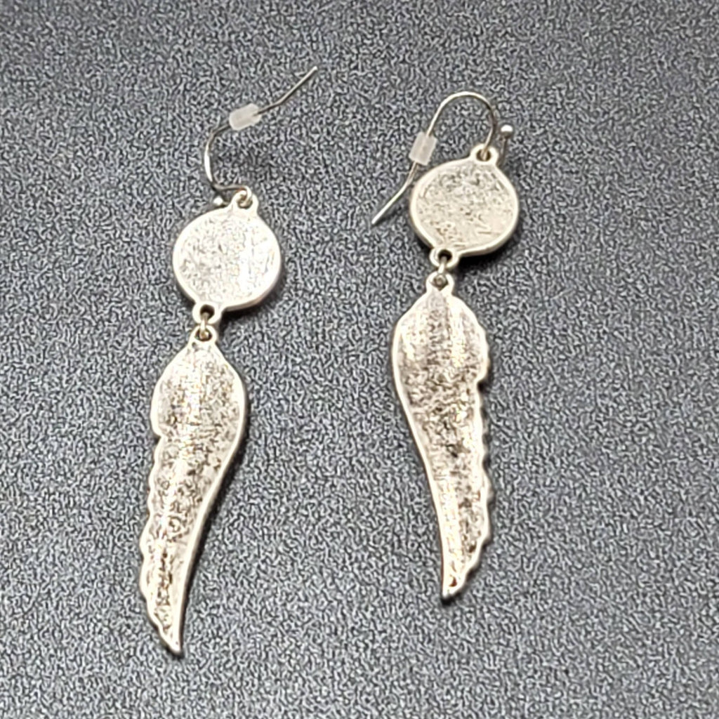 Pierced Earrings Luger Bullet Ends Angel Wings Dangle 2.5"