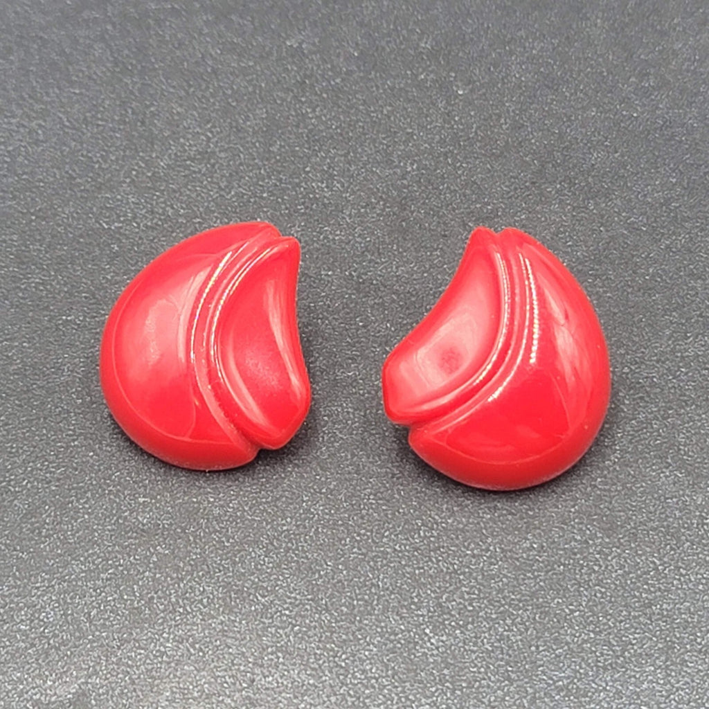 Vintage Pierced Earrings Red Acrylic Drop  1"