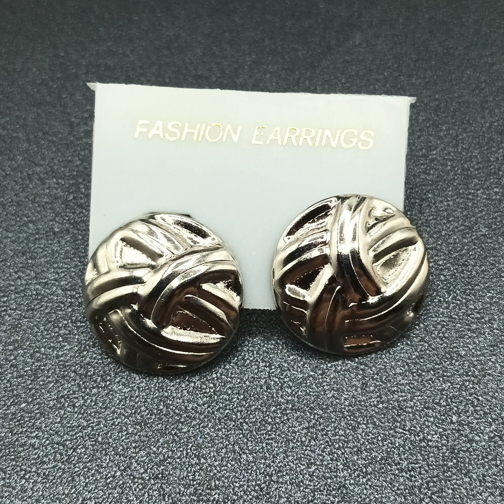 Lot of 2 Pairs Vintage Pierced Earrings Silver tone Gold tone 80s Embossed NOS