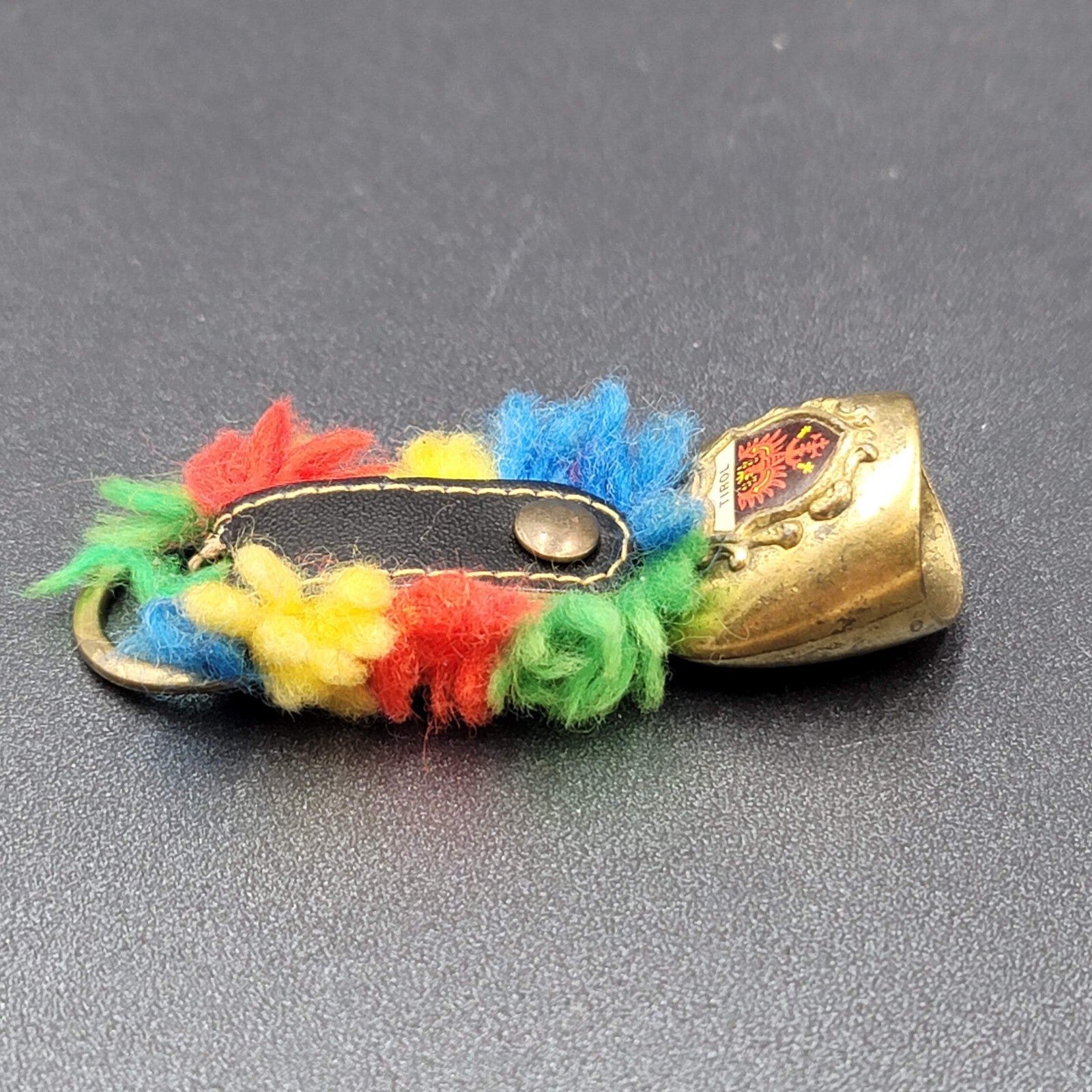 Vintage Tirol Switzerland Bell Travel Souvenir Keychain Key Ring Chain 2.5"