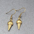 Pierced Earrings Bronze tone Ice Cream Cones Dangle 3/4"