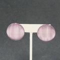 Vintage Pierced Earrings Purple Chatoyant Resin Round Discs 1 1/8"