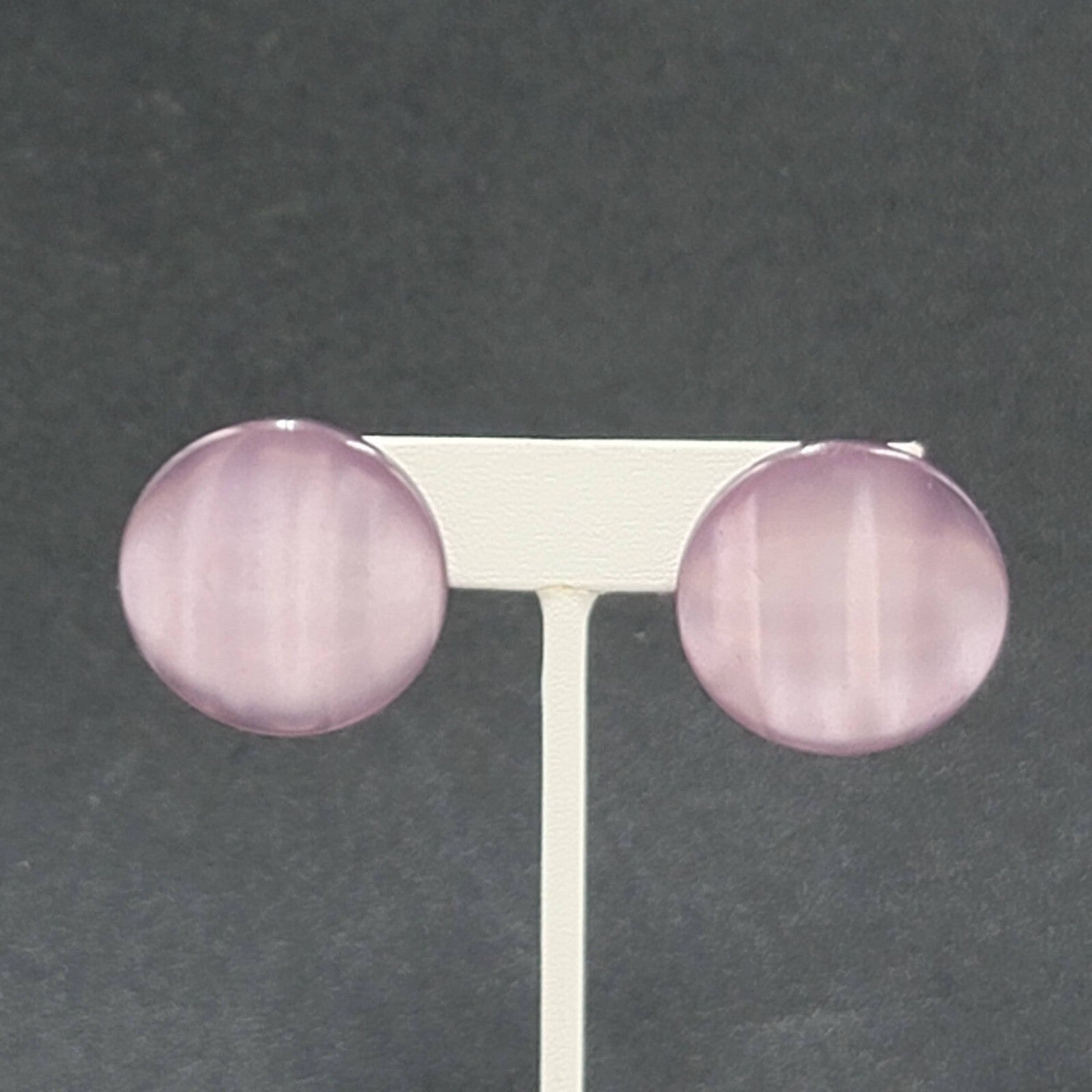 Vintage Pierced Earrings Purple Chatoyant Resin Round Discs 1 1/8"