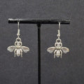 Flying Bee Pierced Earrings Silver tone Dangle 3/4"