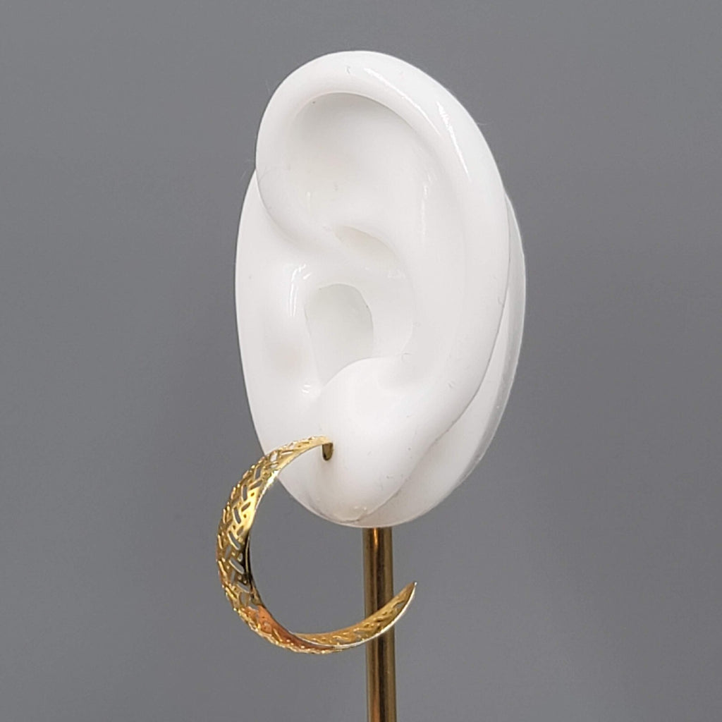 Filigree Hoops Pierced Earrings Gold Plated 1" Lightweight