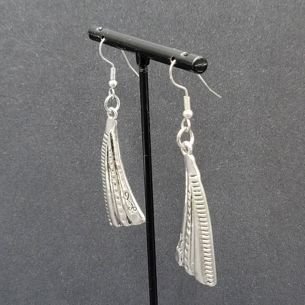 Pierced Earrings Silver tone Abstract Statement Dangle 1.75"