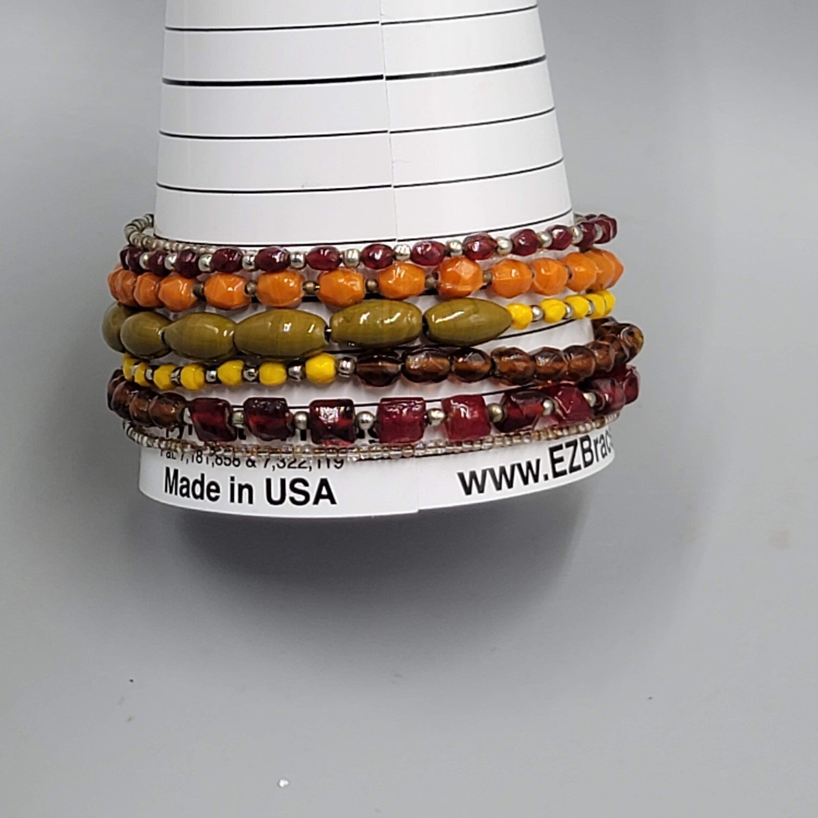 Glass Beaded Wire Wrapped Bracelet Brown Orange Red Green Yellow