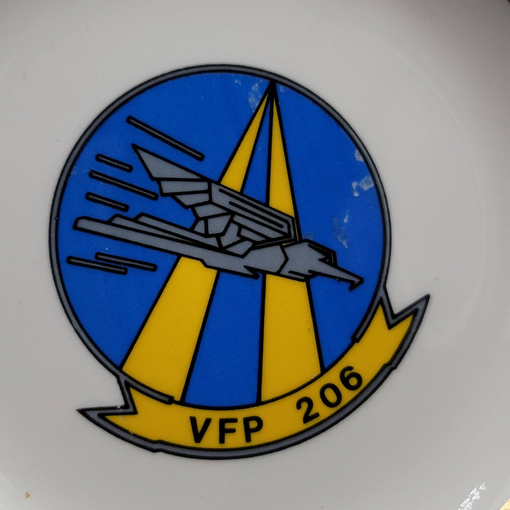 Vintage VFP 206 HAWKEYES US NAVY Reserve CRUSADER Ceramic Ashtray 5.5 in