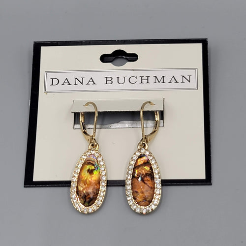 Dana Buchman Pierced Earrings Gold Tone Oval Dangle New