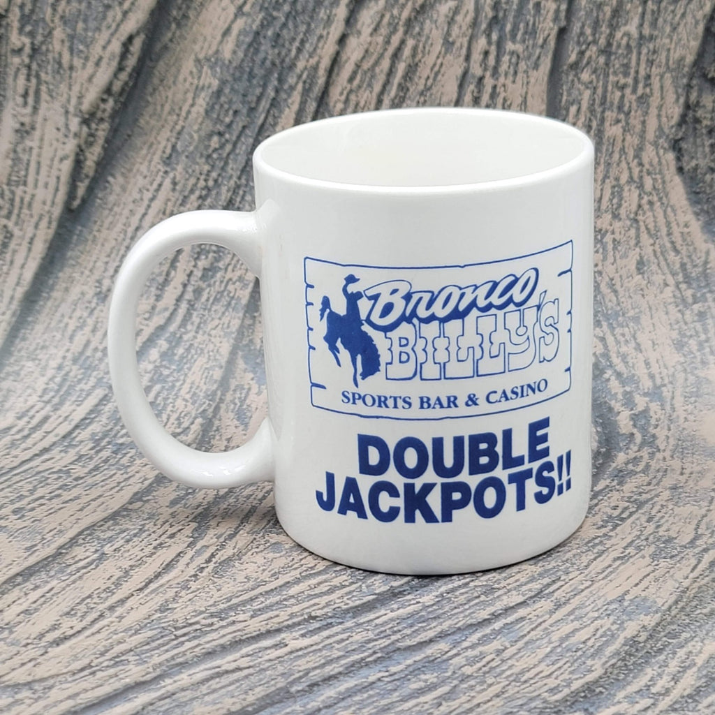 Bronco Billy's Sports Bar & Casino Ceramic Coffee Mug White Blue