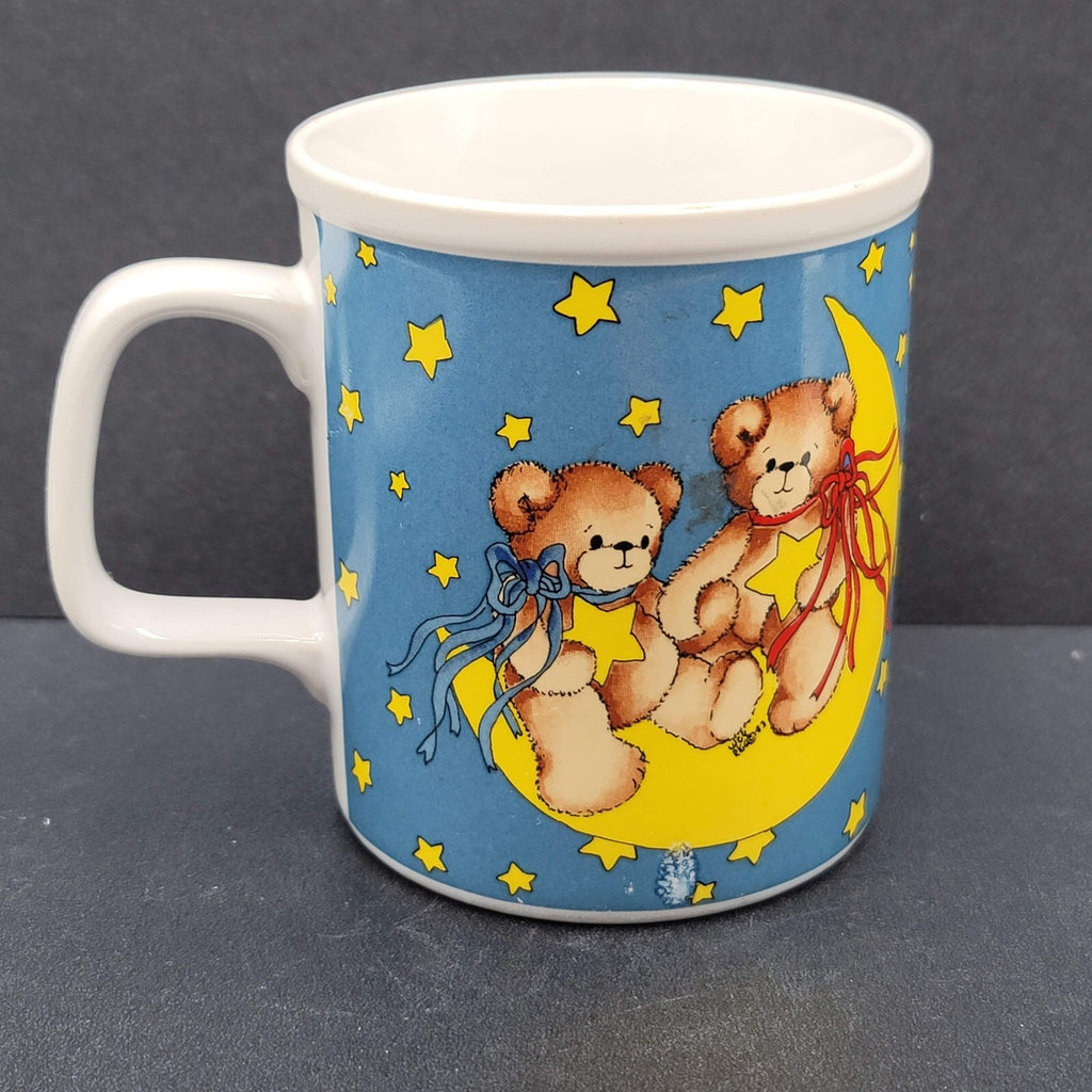 Vintage Lucy and Me Bears Moon Stars Coffee Mug Cup 1984 Enesco