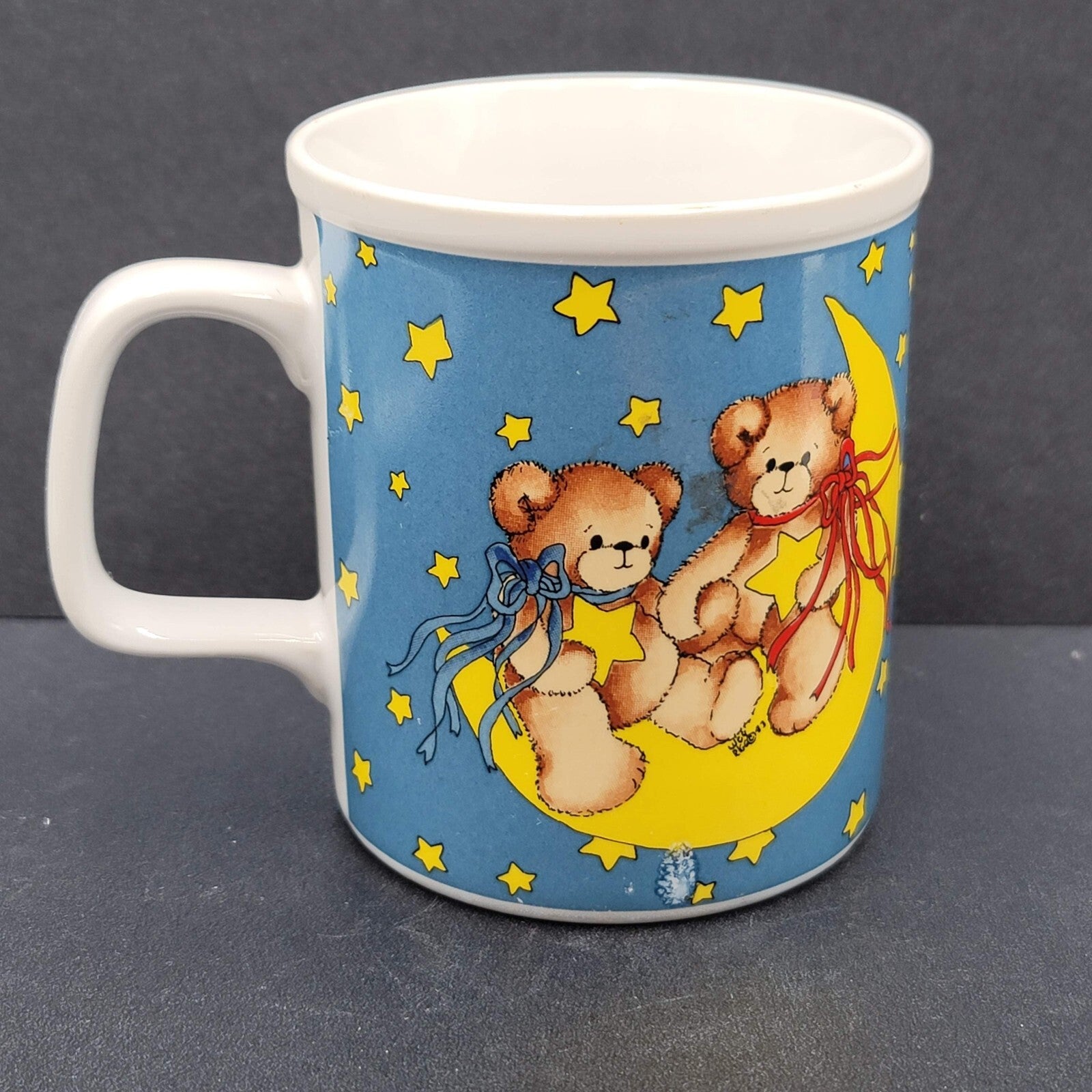 Vintage Lucy and Me Bears Moon Stars Coffee Mug Cup 1984 Enesco