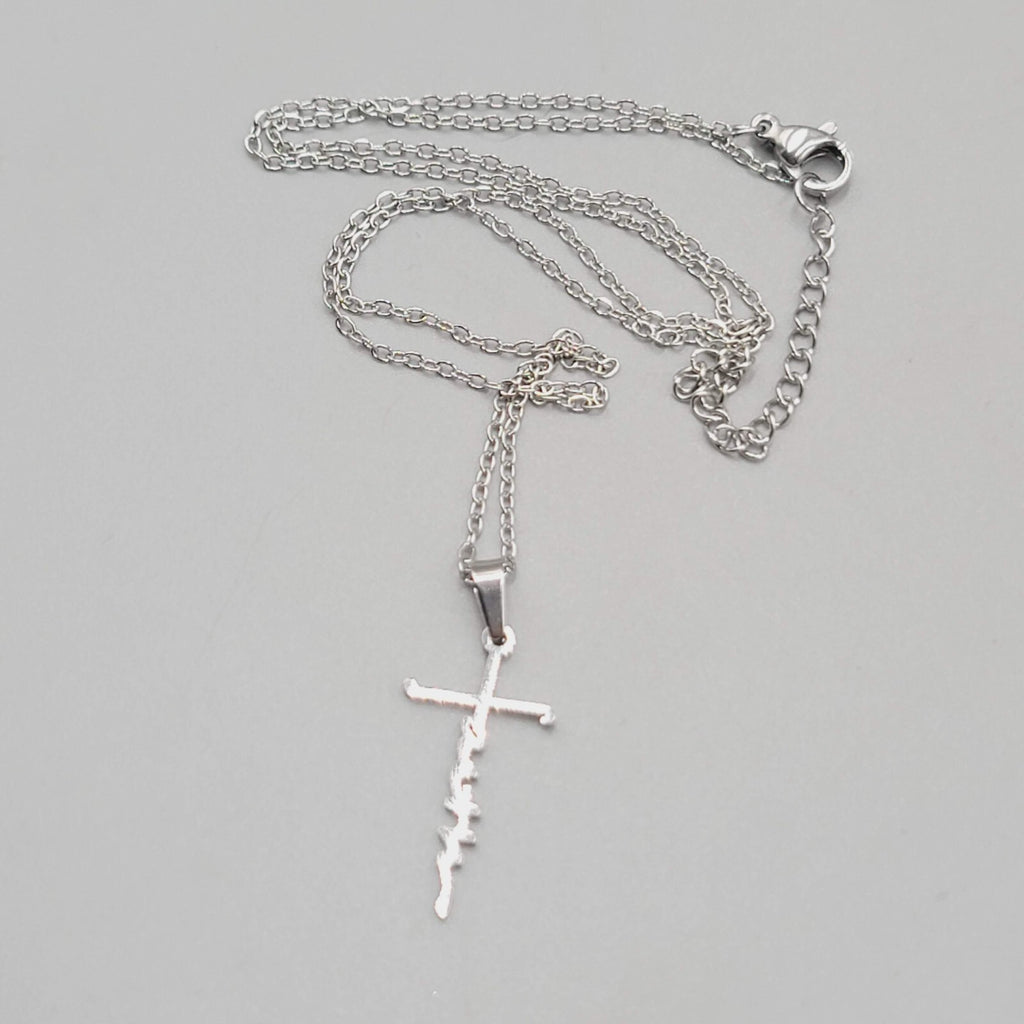 Faith Cross Pendant Necklace Silver tone New Chain 18"+